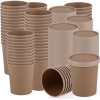 Speisebecher mit Deckel Suppenbecher kompostierbar Essensbox Einweg To Go Papp Schale Verpackung, Pappe FSC zertifiziert PLA-Biokunststoff, DxH 11,5x13,5 cm, 525er Set