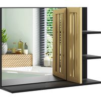 Specchiera Bagno Moderna da Parete a 4 Ripiani , 45x15x58.5cm, Nero