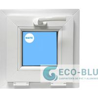 Finestra in PVC L400 mm x H400 mm Bianco, A Vasistas Vetro Satinato