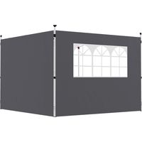 Paredes Laterales para Carpa de 3 x 3 m 2 Paneles de Tela Oxford de 300x200 cm con Ventana para Fiestas Gris Oscuro
