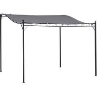 Pergola adossée gris 3x3 m tonnelle de terrasse murale en métal avec toile imperméable et protection anti UV