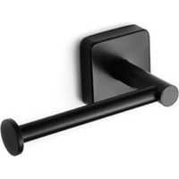 Portarotolo singolo con barra laterale a muro in acciaio inox nero opaco CLODE-N kamalu