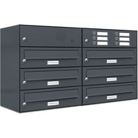 6er Briefkasten Anlage Aufputz - Wandmontage RAL 7016 Anthrazit Klingel
