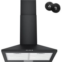 FIREGAS Campana extractora de 60 cm,3 niveles de potencia, montaje en pared, iluminación LED, recirculación de aire, campana extractora negra,Con Filtro de Carbón