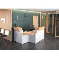 Banc d'entrée d'angle compact L 203 x P 163 cm – Panneaux mélaminés 25 mm – Chêne avec liserés aluminium – Fabrication française – Gautier