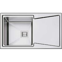 Évier encastré carré 86 x 50 cm – 1 cuve en acier inoxydable AISI 304 – Siphon et égouttoir inclus – Finition polie – Gresinex