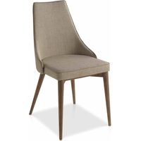 Chaise rembourrée avec pieds bois - Beige