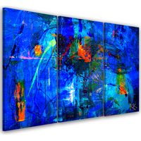 Quadro su tela 3 paneli, Mano di astrazione blu -pinto - 90x60