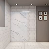 Aica Sanitaire – Panneau mural de douche 90x210 cm en aluminium – Effet marbre – Hydrofuge et imputrescible – Installation facile et entretien minimal