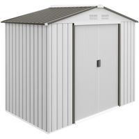 Caseta de Jardín 213x130x185 cm Cobertizo Metálico de Exterior para Almacenamiento de Herramientas Blanco