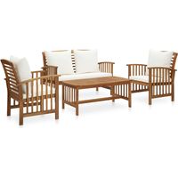 Vidaxl – Salon de jardin 4 pcs en bois d'acacia massif – Coussins épais pour confort – Table basse à lattes – Capacité 110 kg par siège