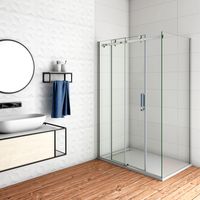 110x70x195 cm Box Doccia Angolare Porta Scorrevole con Parete Laterale Vetro 8 mm Temperato Anticalcare Trasparente Telaio Cromato Lucido