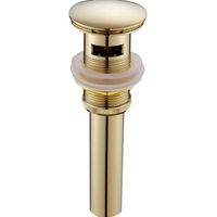 Modern Pop-up Retro Sink Plug Click-clack Drain with Overflow Gold Brass Universal Sink Drainer Valve Basin Siphon with Overflow Hole Polished- with Overflow