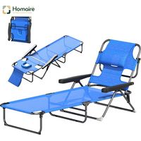 Chaise longue de jardin Sun avec dossier réglable cadre métallique pliable tissu maille inclinable extérieur HOMAIRE