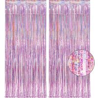 Pink Tinsel Curtain Party Backdrop - Glitter Foil Fringe Curtain Lilac Pink Party Decor Streamers for Birthday Girl Princess Bachelorette Euphoria Theme Party Decorations - 2 Packs