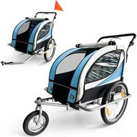 SAMAX 360° drehbarer Fahrradanhänger 2in1 Jogger - in Blau - Silver Frame