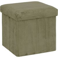 Pouf coffre pliable "Arum" velours côtelé Atmosphera - Kaki -