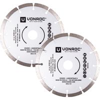 Vonroc – Disque diamant 150mm pour meuleuse – Lot de 2 – Pour béton, pierre et tuiles – Épaisseur 1,4mm, alésage 22,2mm