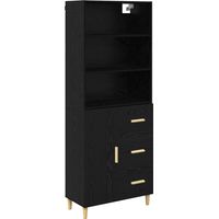 Maison Exclusive - Aparador alto con cajón Roble Negro 69,5 x 32,