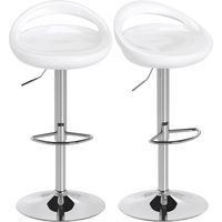 Ensemble 2 tabourets de bar pivotants repose-pieds hauteur réglable base acier assise ABS blanc moderne cuisine