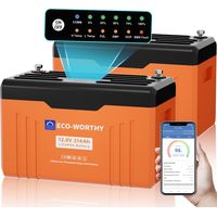 Eco-Worthy – Batterie lithium 12V 314Ah LiFePO4 Bluetooth – 200A BMS – Protection basse température – 15000 cycles – 4019Wh pour camping-car et panneaux solaires
