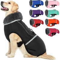 Noir,Manteau Chaud pour Chien Réfléchissant Imperméable Coupe Vent Col roulé Doublure en Polaire épaisse Vêtement pour Animaux de Compagnie Gilet réglable pour Toutes Les Tailles de Chien