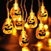 Halloween-Lichterkette, 40 LEDs, orangefarbene Kürbisse, Jack-O-Laterne, 6 m, 3D-Kürbis-Lichterkette aus Kunststoff für Halloween, Weihnachten, Festival, Party, Innendekoration, batteriebetrieben