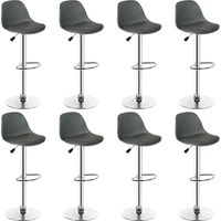 Lot de 8 Tabourets de bar rembourrés en PU Gris