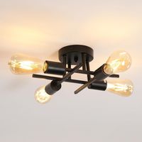 COMELY Lampada da soffitto nera a 4 luci, design moderno industriale in metallo, lampada da soffitto vintage per soggiorno, camera da letto, cucina, bar, caffè (senza lampadine)