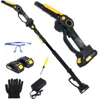 2-in-1 Akku-Kettensäge, bürstenlose elektrische Kettensäge mit 2 x 2.0Ah Akku, 4.9-7.5ft Adjustable Pole Saw for Tree Pruning.