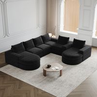Canapé en chenille avec éléments incurvés et méridienne, entièrement compressé et sans cadre, canapé d'angle modulable avec méridienne, canapé compressé en mousse, ensemble deux pièces