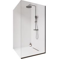 Walk-In Bernstein EX102-2 10mm Nano Klarglas Edelstahl Schwarz matt 140x220cm mit Bodenprofil
