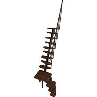 platzsparende gerade Treppe 10 Stufen - erreichbare Höhe 1.90 bis 2.29m - Breite 65cm - schwarze Struktur und Nussbaumstufe - QUATRO-L-SNMNOY-10