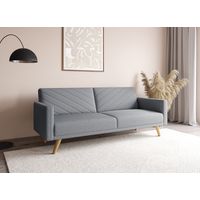 Deco In Paris – Canapé 3 places convertible scandinave en tissu gris – Dimensions 196.5x86x94cm – Couchage 181x110cm – Garnissage en mousse polyester
