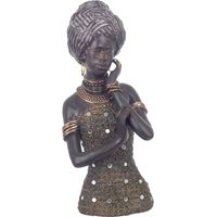 Signes Grimalt Figure africaine et figures d'éléphants Figure africaine africaine et éléphants noirs 12x12x28cm 20275