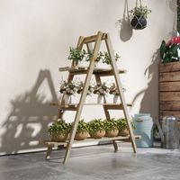 Rack vertical lattes Bois 3 niveaux couleur 100x36x112 cm