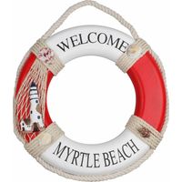 royaluxe- Bouée de Sauvetage Nautique décorative Nautique en Bois pour Maison Mur Porte tentures, bouée de Sauvetage décor Plage, Signe Piscine décorations (Rouge)
