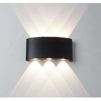 Applique Led Interno Esterno 18W Luce Naturale Lampada Parete Nera Ovale FD-17
