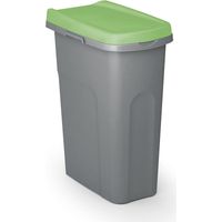 25l plastic waste bin with lid - greygreen