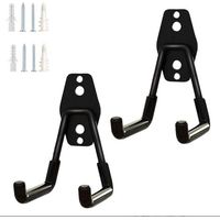 Confezione da 2 ganci portaoggetti per garage, organizer per attrezzi da giardino, ganci da parete in acciaio, piccoli ganci a U per giardino (nero)