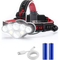 Lampe frontale rechargeable, super 18 000 lumens, 8 modes d'éclairage LED, lampe puissante, lampe mains libres pour le camping, la pêche, le vélo et la randonnée, certifiée étanche IPX4 - Crezuo