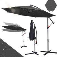 Randaco Parasol da giardino 3 m con manovella, protezione UV 50+, telo in poliestere impermeabile, struttura stabile in ferro, ideale per terrazza e balcone Grigio