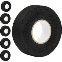 Confezione da 5 nastri isolanti in tessuto - Neri - 25 mm x 15 m - Resistenti al calore - Ideali per isolare i cavi elettrici di auto e moto