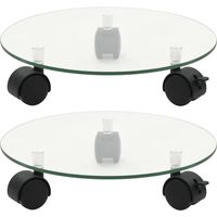 Porte-plantes roulant 2 pcs Verre trempé 28 cm Rond vidaXL