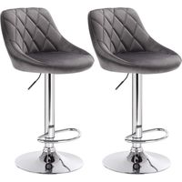 WOLTU Barhocker Tresenhocker, gut gepolsterte Sitzfläche aus Samt, Höhenverstellbar, Drehbar, 2 x Hocker, Dunkelgrau