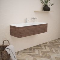 Inda - Mobile bagno 120 cm Rovere castano con 1 cassetto e lavabo