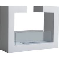 Caminetto a Bioetanolo da Tavolo 2000W in Acciaio Inossidabile Inodore con Vetro 78 x 25 x 58 cm Bianco