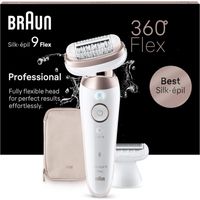 Braun Silk-Épil 9 Flex Épilateur Wet & Dry 9-011 3D, Tête Flexible 360°, 40 Pincettes, Or