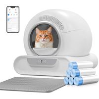 Bac à Litière Autonettoyante pour Chat 65L+9L - Litière Automatique Contrôle par App - Tapis de Litière et 6 Sacs Poubelles