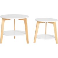 Sobuy – Table basse ronde gigogne FBT75W – Set de 2 tables en bois MDF et hévéa – Dimensions : 50x50x45cm et 44x44x40cm – Capacité 25kg/table